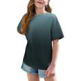 thumbnail image 3 of DecSea Girls Short Sleeve T shirt Kids Summer Oversized Gradient Crew Neck Tops Casual Basic Tee 5-14Years, 3 of 8