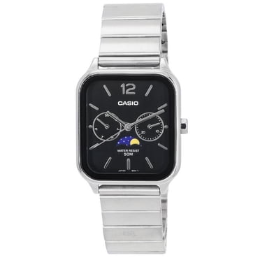 Casio Standard Montre pour Homme Analogique à Phase de Lune, Cadran Noir, Quartz MTP-M305D-1A