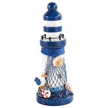 Figurine de Phare en Bois Faite à la Main, Thème Côtier, Déco Maison, Ornement Nautique pour Étagère, Pièce d'Accent pour Maison de Plage, Artisanat Détaillé #GNP99