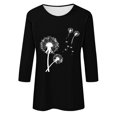 thumbnail image 4 of Plebaso Hauts pour Femmes Manches 3/4 Chemises Décontractées Imprimées Tunique à Col Ras du Cou Hauts Chandails Blouses pour Femmes, 4 of 4