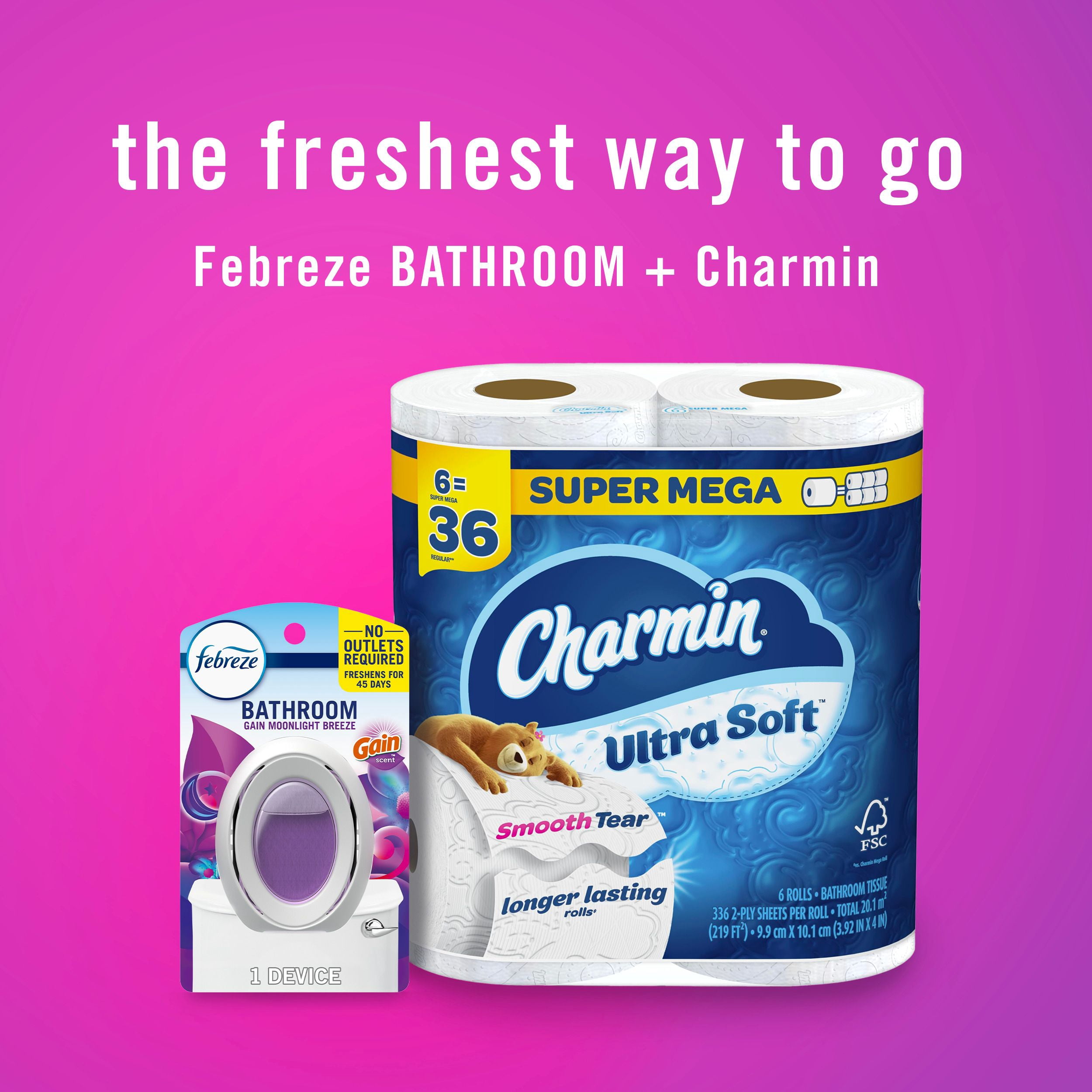 Febreze Bathroom Air Freshener, Odor-Fighting, Gain Moonlight Breeze Scent 1ct