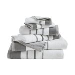 Ensemble de serviettes de bain décoratives - Coton de luxe 6 Ensemble de serviettes en pièces - 2 Serviettes de bain 2 Serviettes à main 2 Vaisselle - Luxueux serviettes ultra-soft durables pour le décor de salle de bains (gris foncé/gris clair)