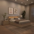 thumbnail image 3 of Hudson 4 Piece Bedroom Set with Slatted Bedframe, Headboard with Integrated Light, 2 Nightstands, 3 of 7