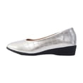 thumbnail image 2 of Wedge Shoes for Womens Slip on Stone Embossing Pointy Toe Leather Dress Shoes Silver, 2 of 7