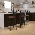 thumbnail image 2 of Bowery Hill Metal 31" Ladder Back Bar Stool with Curved High Back in Cherry, 2 of 9