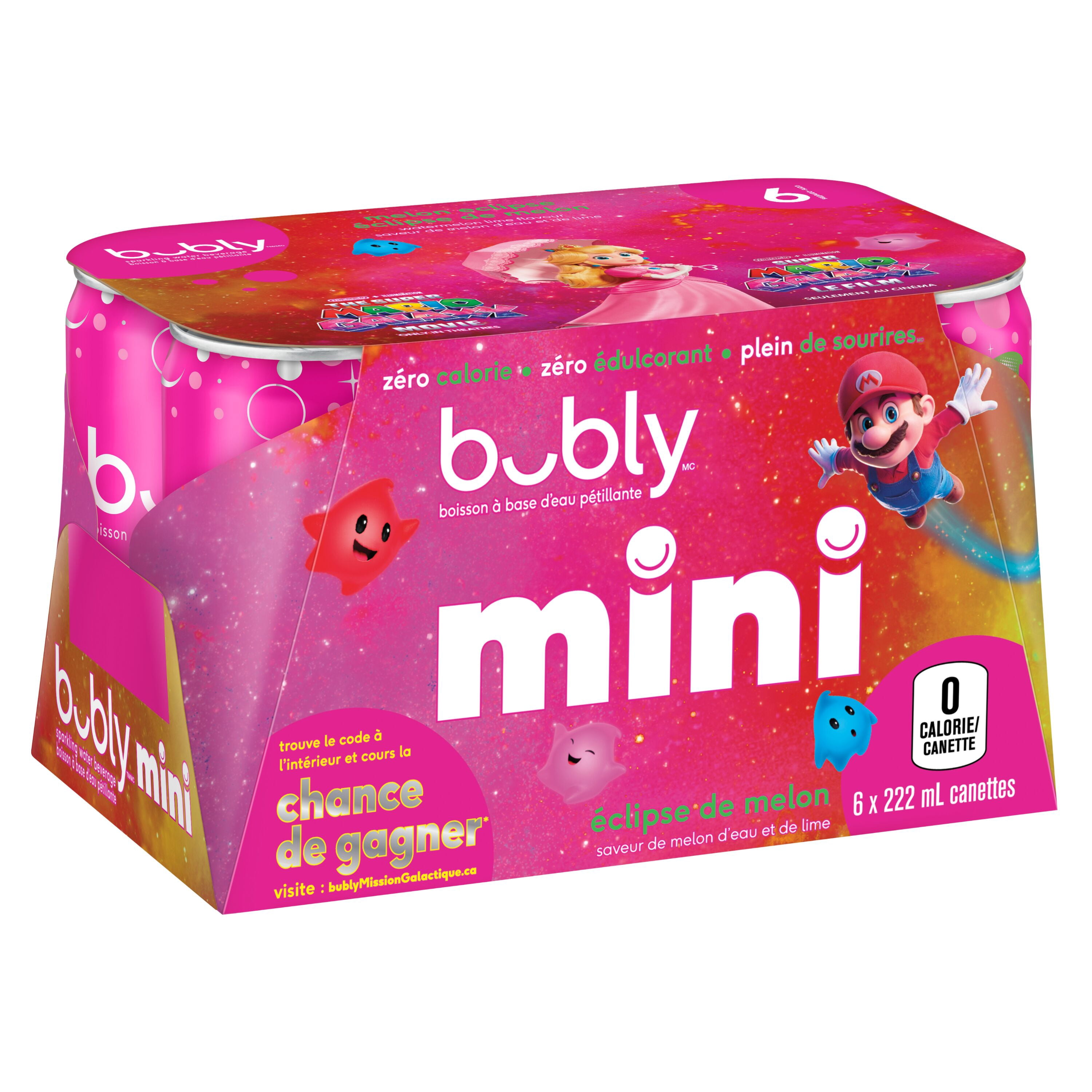 Eau pétillante Bubly Éclipse de melon 6 x 222 mL, Mini-canettes