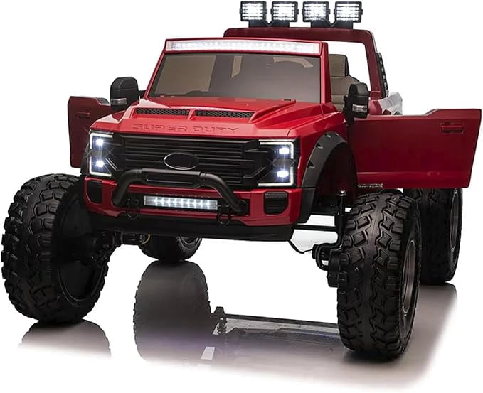 VOLTZ TOYS Licensed Ford F450 Super Duty Ride-On Car, 24V, 2-Seater, Parental Remote Control, LED Lights, Leather Seat, MP3