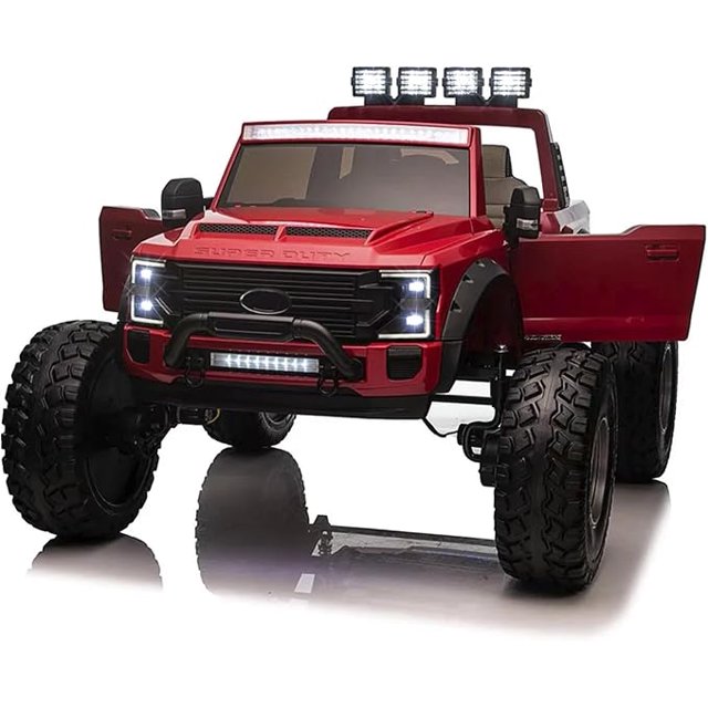 VOLTZ TOYS Licensed Ford F450 Super Duty Ride-On Car, 24V, 2-Seater, Parental Remote Control, LED Lights, Leather Seat, MP3