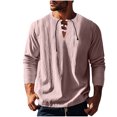 thumbnail image 1 of zbxnLI Mens Linen Shirts Drawstring V Neck Long Sleeve Shirt Lightweight Spring Fall Long Sleeve T-Shirts, 1 of 8