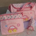 thumbnail image 2 of GOOHOCHY Bolso de mano multifunción 4 en 1 con diseño de coche, cambiador de pañales de bebé de gran capacidad, bolso de viaje tipo momia (rosa), 2 of 8