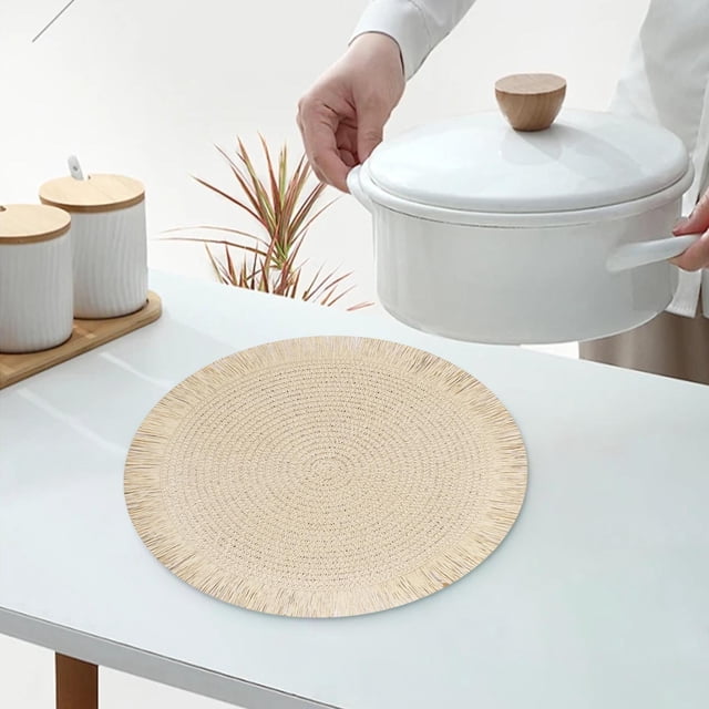 Woven Table Mat Place Mats Set of 4 Heat Resistant Waterproof Oil-Proof Kitchen Dining Table Protector Pads for Home Restaurant Decor