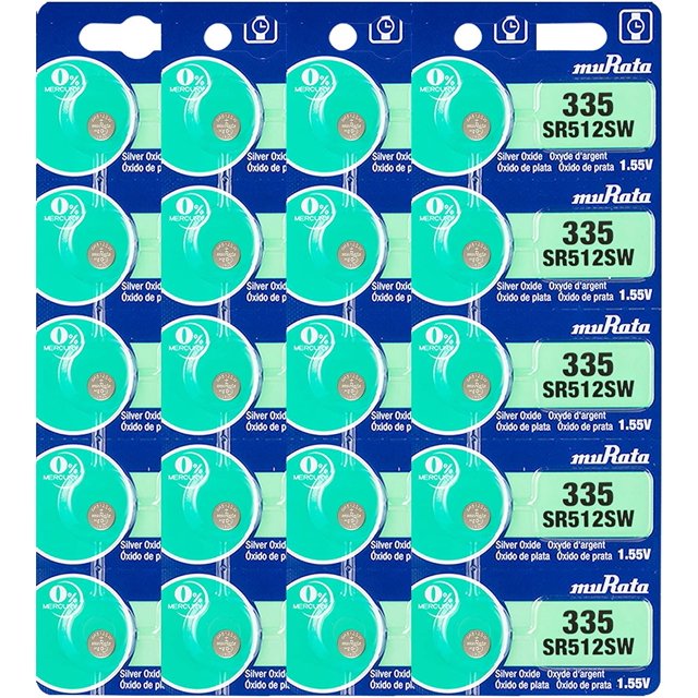 Murata 335 SR512SW Battery 1.55V Silver Oxide Watch Button Cell (20 Batteries)