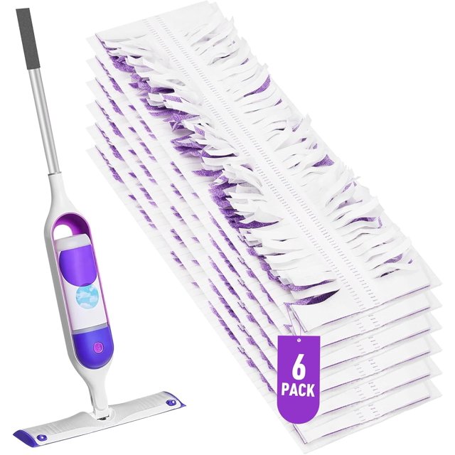 6 Count Power Mop Pads for PowerMop Multi-Surface Mopping Pad Refills and Wet Pads Refill, Plant Fiber Material for Effective and Eco-Friendly Cleaning