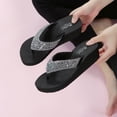 thumbnail image 2 of Summer Slippers Fashion Rhinestones Wedges Flip Flops Womens Casual Beach Shoes, 2 of 9