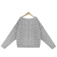 thumbnail image 4 of EGNMCR Chandail à Col Rond pour Femme Automne et Hiver, Épaules Dénudées, Chandail Ample, Couleur Unie, Col à Lignes, Chandail à Enfiler, Chandail à Col Ras du Cou, Chandail pour Femme, 4 of 6