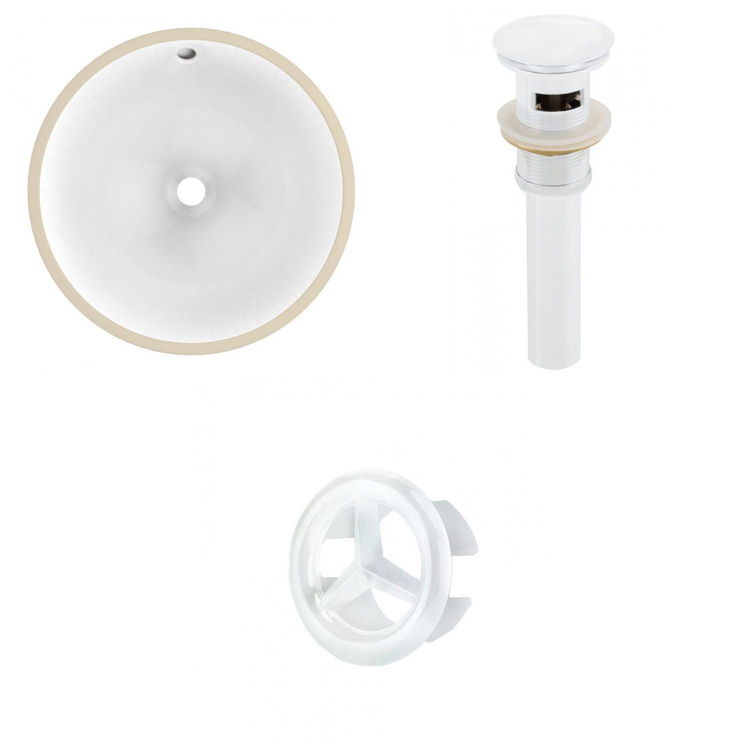 Imaginations Américaines 15.25 pouces W Ensemble d'évier Undermount Blanc