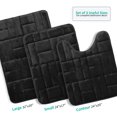 thumbnail image 2 of Clara Clark Bathroom Rugs, Velvet Memory Foam Bath Mat, Ultra Soft Non Slip and Absorbent - Tiled - Set Small, Large & Contour - Black, 2 of 6