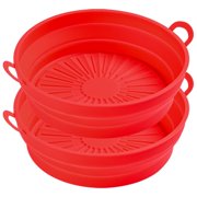 MesaSe 2Pcs Air Fryer Silicone Pot Reusable Air Fryer Liner  Air Fryer Basket No-Stick Heat Resistant Air Fryer Silicone Baking Tray for 5QT Air Fryer Oven Microwave