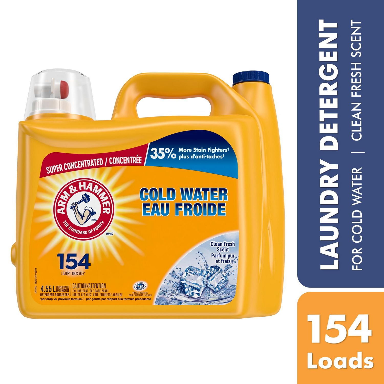 Arm & Hammer Cold Water Clean Fresh Scent Cold Water Liquid Laundry Detergent, 154 Loads, 4.55 L