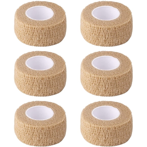 EcoNesxp 6-pack wrap bandages 1 inch wide skin tone elastic self-adhesive bandage finger tape piece pack strips 1 inch wide skin tone elastic self-adhesive bandage finger tape