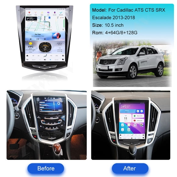 ZWNAV Radio de Voiture Android 11 de 10,5 Pouces pour Cadilac ATS CTS SRX 2013-2018 Mise à Niveau Stéréo Style Tesla Écran Tactile IPS Android Auto Unité de Navigation GPS Tête Lecteur Multimédia