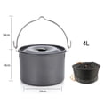 thumbnail image 1 of Outdoor 4L Aluminum Hanging Pot: Lightweight, Non-Stick, Perfect For Camping! Black Lid, 1 of 10