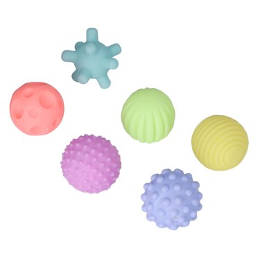 Baby Textured Balls Set ,6pcs Infant Funny Soft Elastic Multicolor Squeezing Sensory Balls Toy for Home