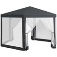 thumbnail image 1 of Outsunny Pavillon Hexagonal Φ13 Pieds pour Fête, Gazebo de Patio, Auvent d'Activité Extérieure et d'Événement, Abri Solaire Rapide, Pavillon avec Paroi Latérale en Moustiquaire et Maille, Gris Foncé, 1 of 10