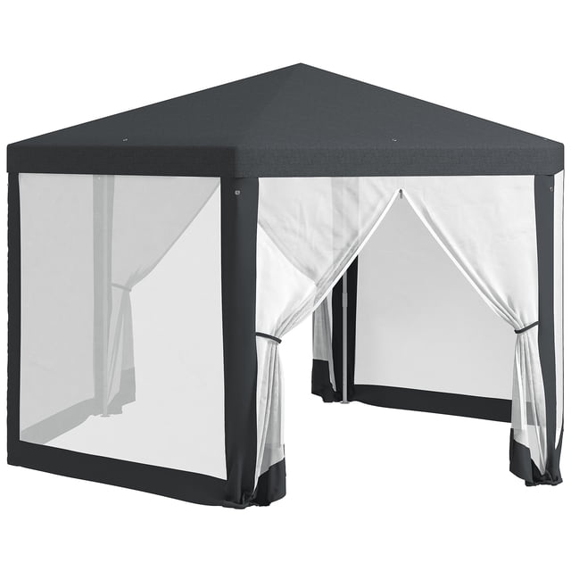 Outsunny Φ13 Pieds Tente Hexagonale de Fête Gazebo de Patio Auvent d'Activité Extérieure Abri Solaire Rapide Pavillon avec Paroi Latérale en Moustiquaire en Gris Foncé. le Gazebo hexagonal Présente un Cadre en Acier Enduit de Poudre pour la Durabilité, six Parois Latérales en Moustiquaire (Deux à Fermeture Éclair) pour la ventilation et la protection contre les Insectes, et un design à Sommet en Pointe. Idéal pour les Rassemblements Extérieurs, les Mariages et les Événements Familiaux.