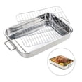 thumbnail image 3 of Bgsha Stainless Steel Deep Roasting Tray Oven Pan Grill Rack Baking Roaster Tin Tray, 3 of 9