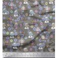 thumbnail image 1 of Soimoi Poly Georgette Fabric Floral,Owl & Cow Cartoon Print Sewing Fabric Yard 42 Inch Wide, 1 of 3