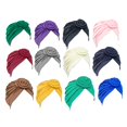 thumbnail image 4 of Women Solid Color African Turban Flower Knot Pre-Tied Bonnet Beanie Cap Headwrap, 4 of 6