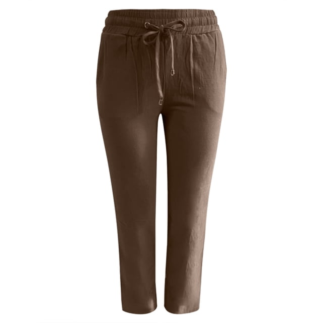 Plus Size Solid Straight Leg Pants for Women High Waist Comfortable Elastic Drawstring Casual Trousers