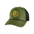thumbnail image 1 of Gravity Threads Smile Face Embroidery Adjustable Trucker Hat - Cross Eye - Olive/Black, 1 of 2