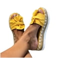 thumbnail image 2 of Mikilon Women Bowknot Beach Summer Slippers Platform Slope Heels Plus Size Shoes, 2 of 7