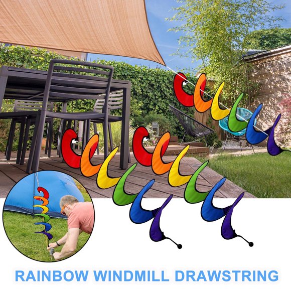 Rainbow Curlie 60 inch Wind Spinner-Twister Colorful Twister Hanging Patio Decor