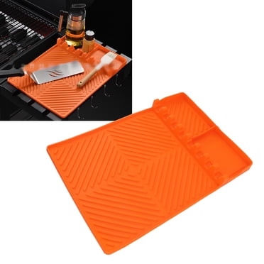 Tapis d'Outils de Gril, Tapis BBQ Résistant à l'Huile, Coussinets de Gril en Silicone, 8 Fentes, Antidérapant, Résistant à la Chaleur, Nettoyage Facile, Accessoires de Plaque pour la Cuisine et la Cuisson