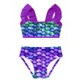 thumbnail image 3 of Sxiwei Little Gilrs Two Pieces Fish Scales Tankini Swimsuits Ruffle Top Bottoms Bathing Suit Purple 10, 3 of 6