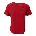 thumbnail image 4 of fheaev Eyelet Embroidery Tops For Women Tops Summer Spring Button V-Neck Tunic Tops Short Sleeve Business Blouses Shirts Casual Hollow Out Cute Tops, 4 of 5