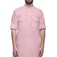 thumbnail image 2 of Atasi Kurta Asymétrique Chemise Décontractée Boutonnée Coton Kurta Décontractée Homme, 2 of 5