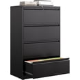 thumbnail image 1 of 4 Drawer Lateral File Cabinet with Lock, Metal Filing Cabinet for Home Office, Metal Filing Storage Vertical Cabinets, Printer Stand, Fits A4/Letter/Legal Size File Folders(Black), 1 of 9