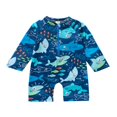 thumbnail image 1 of Toddler Kid Baby Boys Rash Guard Long Sleeve Zipper Beach Swimsuit One Piece Bathing Suit, 1 of 7