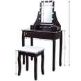 thumbnail image 2 of Patiojoy Ensemble Coiffeuse Table Commode avec Lumière DEL et Tabouret Rembourré Brun, 2 of 9