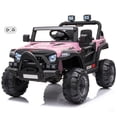 thumbnail image 1 of VOLTZ TOYS Jeep with Angry Face Grill 12V Kids Ride On Car Toy with Open Doors, Realistic Lights and Remote Control - Pink, 1 of 6