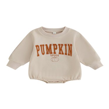 Newborn Infant Baby Girl Boy Halloween Sweatshirt Rompers Pumpkin Letter Print Long Sleeve Jumpsuit Fall Clothes