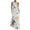 thumbnail image 2 of Robes Midi pour Femmes Mode Col en V Sans Manches avec Poche Robes Imprimées Robe d'Été Aguichant en Liquidation, 2 of 5