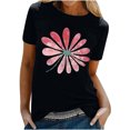 thumbnail image 1 of KIHOUT Nouveau Haut de Mode d'Été pour Femmes 2025, T-Shirt à Manches Courtes à Col Rond Décontracté à Imprimé Floral Noir TG, 1 of 5