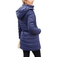 thumbnail image 2 of Innerwin Hooded Coats Solid Color Women Down Winter Long Sleeve Lightweight Puffer Jacket Dark Blue 4XL, 2 of 9