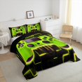 thumbnail image 3 of Yellow Gaming Comforter Set - Gamer Comforter Boys Twin Bedding Sets for Boys, Neon Lights Abstract Geometry Design Gamer Room Decor for Boys, 3 of 5