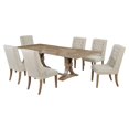 thumbnail image 1 of Ensemble de Salle à Manger Rustique en Bois Naturel 7pc avec Table Extensible + Chaises en Lin Beige, 1 of 6